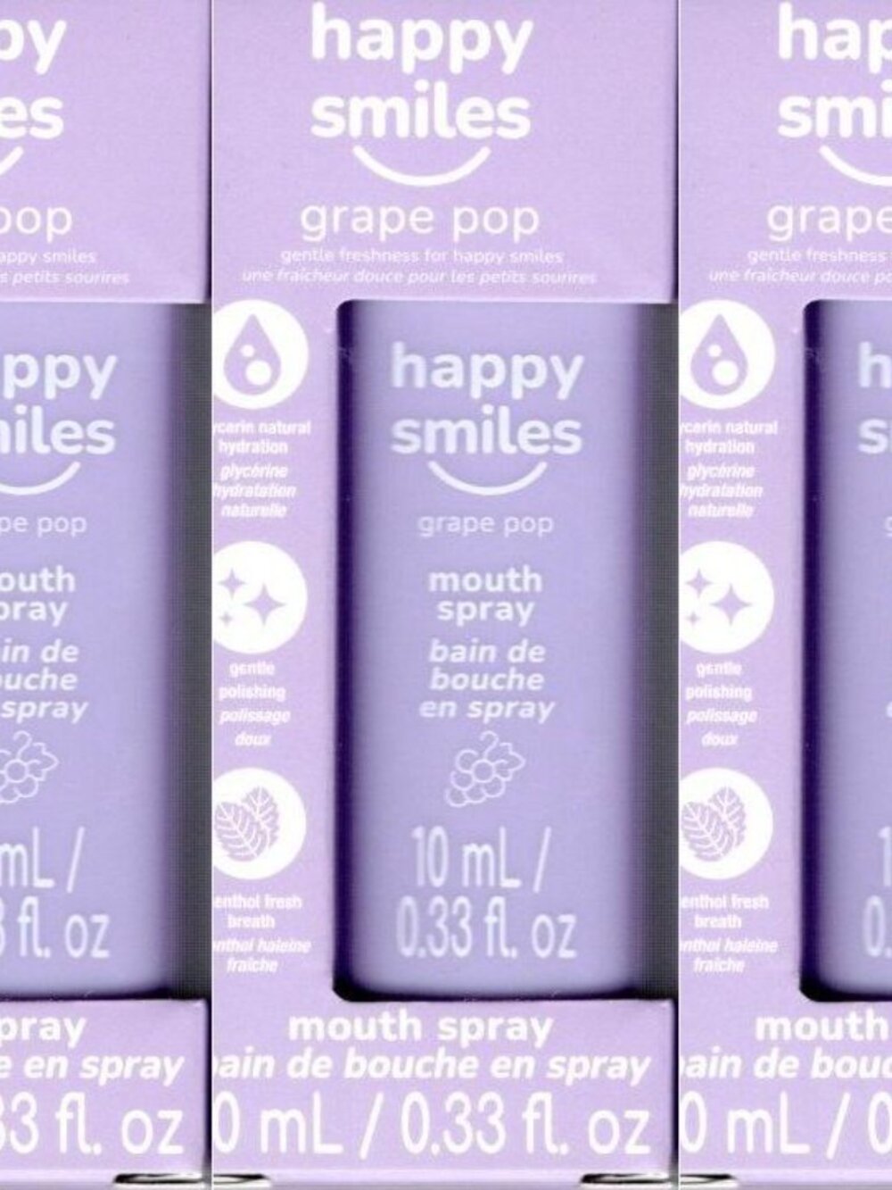 Happy Smiles Grape Pop Kids Mouth Spray 3-Pack, 3 x 0.33 fl. oz.